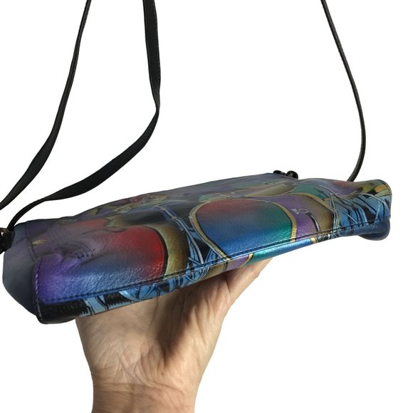 Anuschka NEVER USED Handpaint Leather Slim Crossbody Jazz Music Drum - Picture 9 of 12